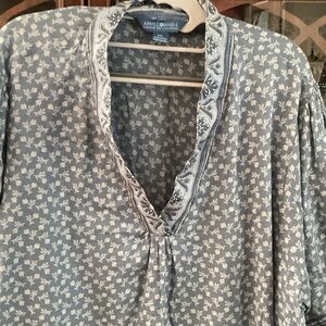 April Cornell Blue and White Patterned Top
